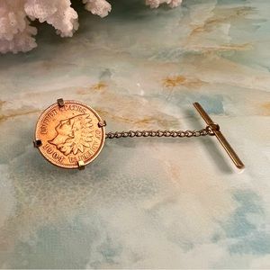SWANK Gold Tone 1904 Indian Head Penny Tie Clip